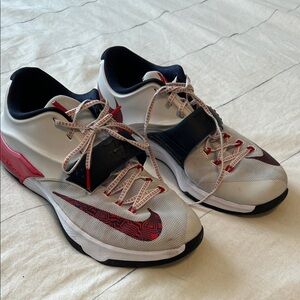 Nike KD vii 7 USA Olympics Kevin Durant White and Red Basketball Shoes